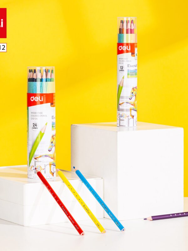 ديلي أقلام تلوين بلاستيك طويل - إينوڤيشن علبة اسطوانية - 12 لون EC112-12